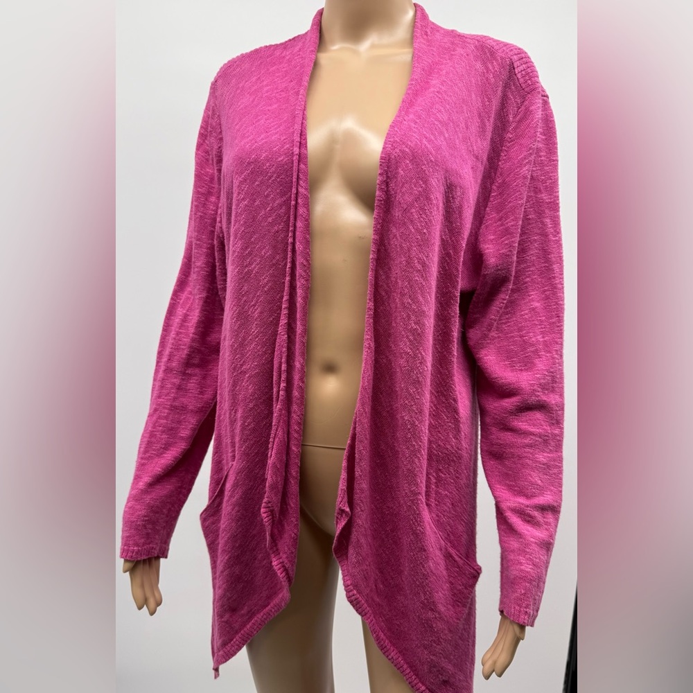 Eileen Fisher Waterfall Cardigan Linen/Cotton Blend SZ LG